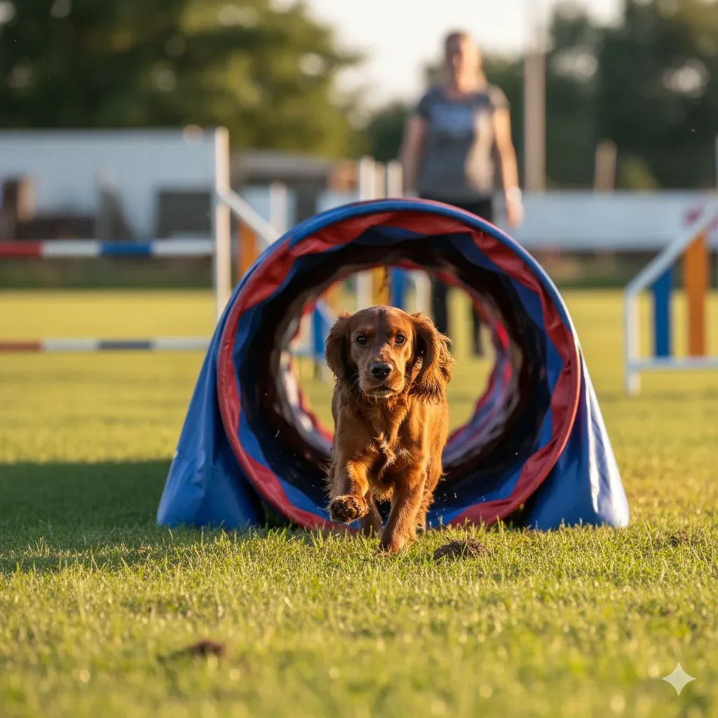 La linea di lavoro del Cocker Spaniel è un Joker entusiasta sul campo di Agility Dog